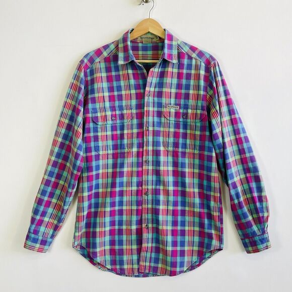 Royal‎ Robbins Vintage Pastel Plaid Button Down Long Sleeve Shirt Top Mens Small - Picture 1 of 6